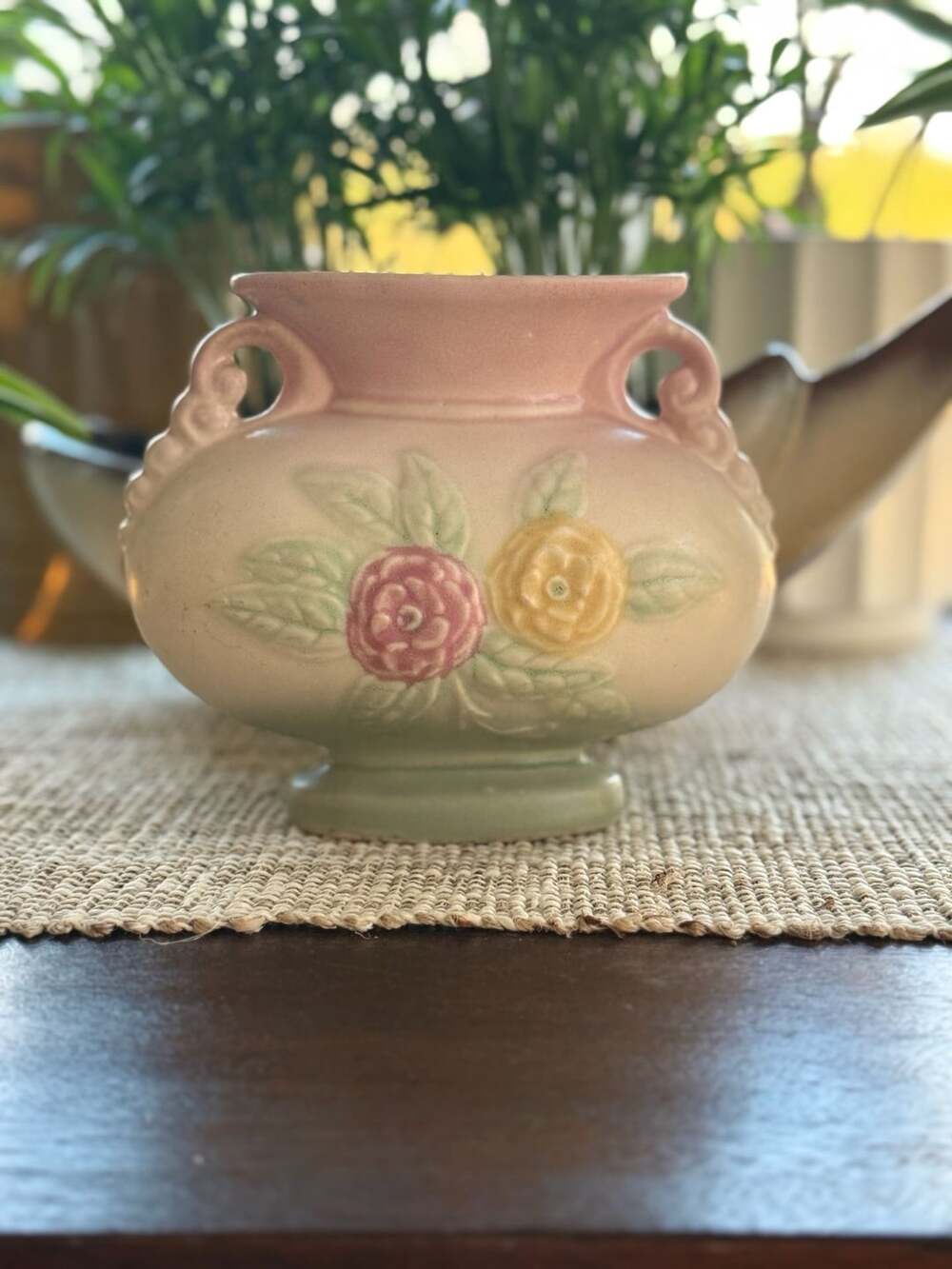 Hull Art Pottery Camellia Open Rose Vase, 6 1/2"
